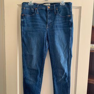 madewell 9 inch high rise skinny with fray hem